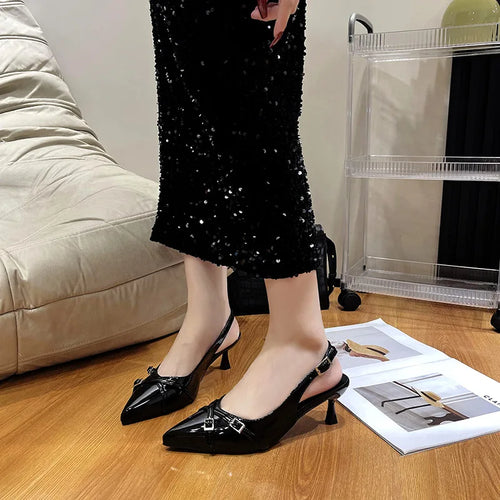 2025 Modern Office Sandals for Women Wedding Slingback Pointed Decoration Female High Heeled Gladiator sandals tacones de mujer