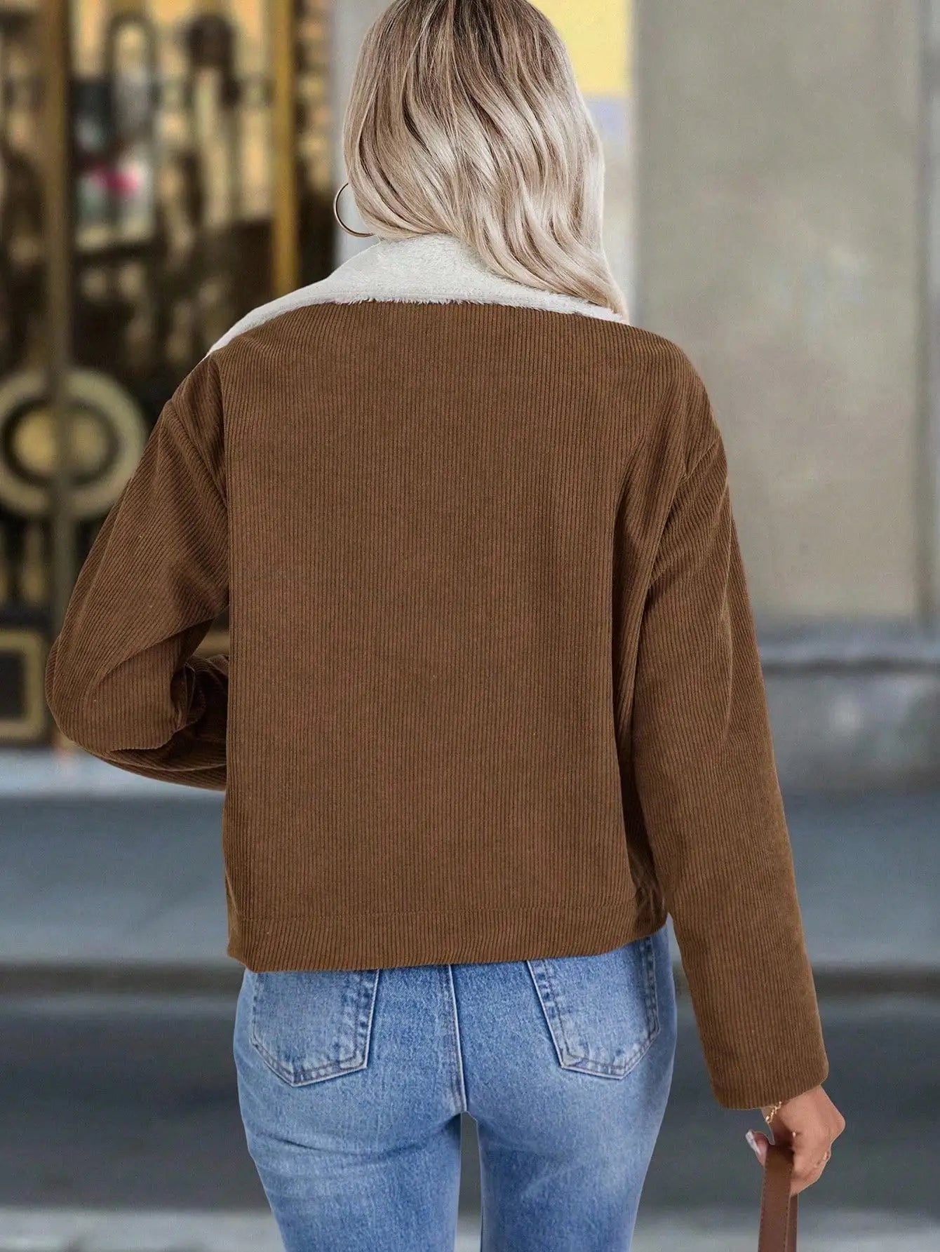 Women Casual Corduroy Lined Jacket, Autumn/Winter Fall Cloth For Women