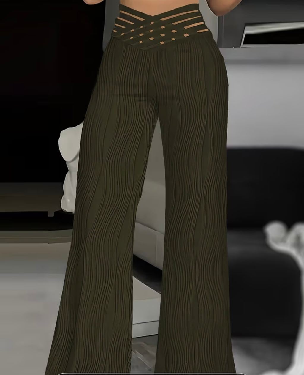 Pantalon Femme 2025 Mode Été Taille
Surimprimée Maille Transparente Patch Casual
Taille Haute Jambe Large Pantalon Long Évasé