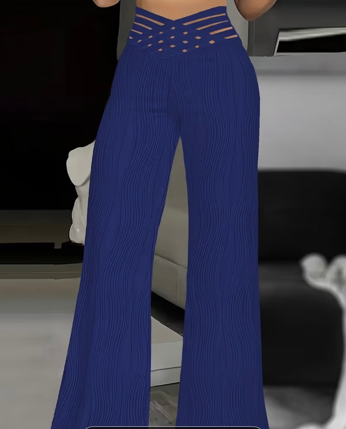 Pantalon Femme 2025 Mode Été Taille
Surimprimée Maille Transparente Patch Casual
Taille Haute Jambe Large Pantalon Long Évasé