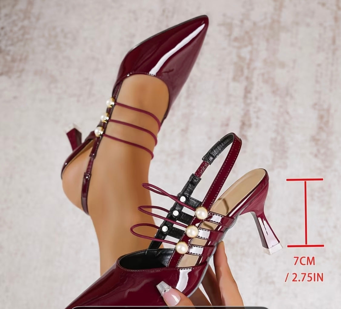 Chaussures Plates Femme Élégantes et Tendance à Bout Pointu avec Découpes et Dos Nu à Bretelles