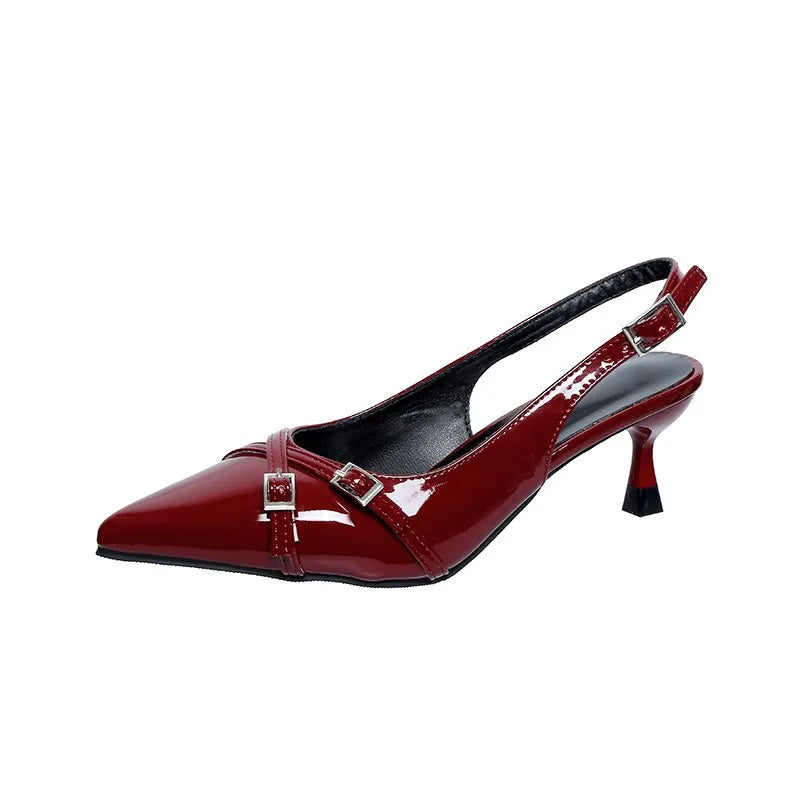 2025 Modern Office Sandals for Women Wedding Slingback Pointed Decoration Female High Heeled Gladiator sandals tacones de mujer